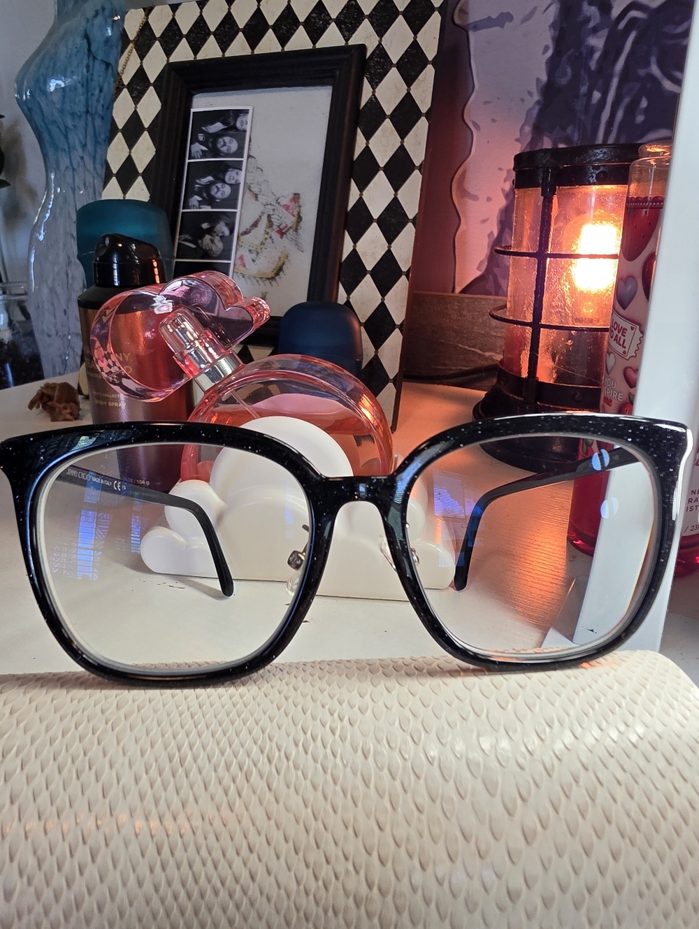 Jimmy Choo Black Sparkle Oversized Glasses
